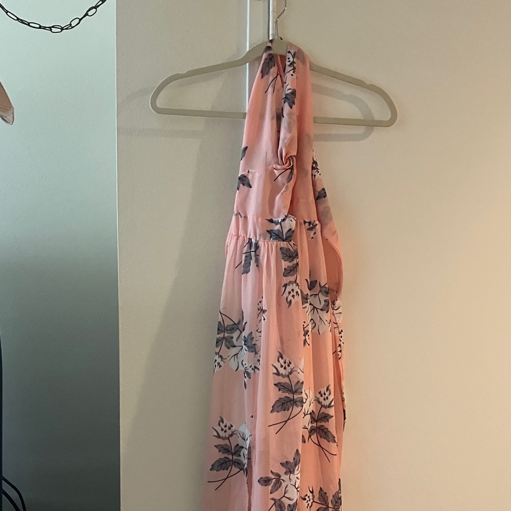 Floral Peach Backless Dress